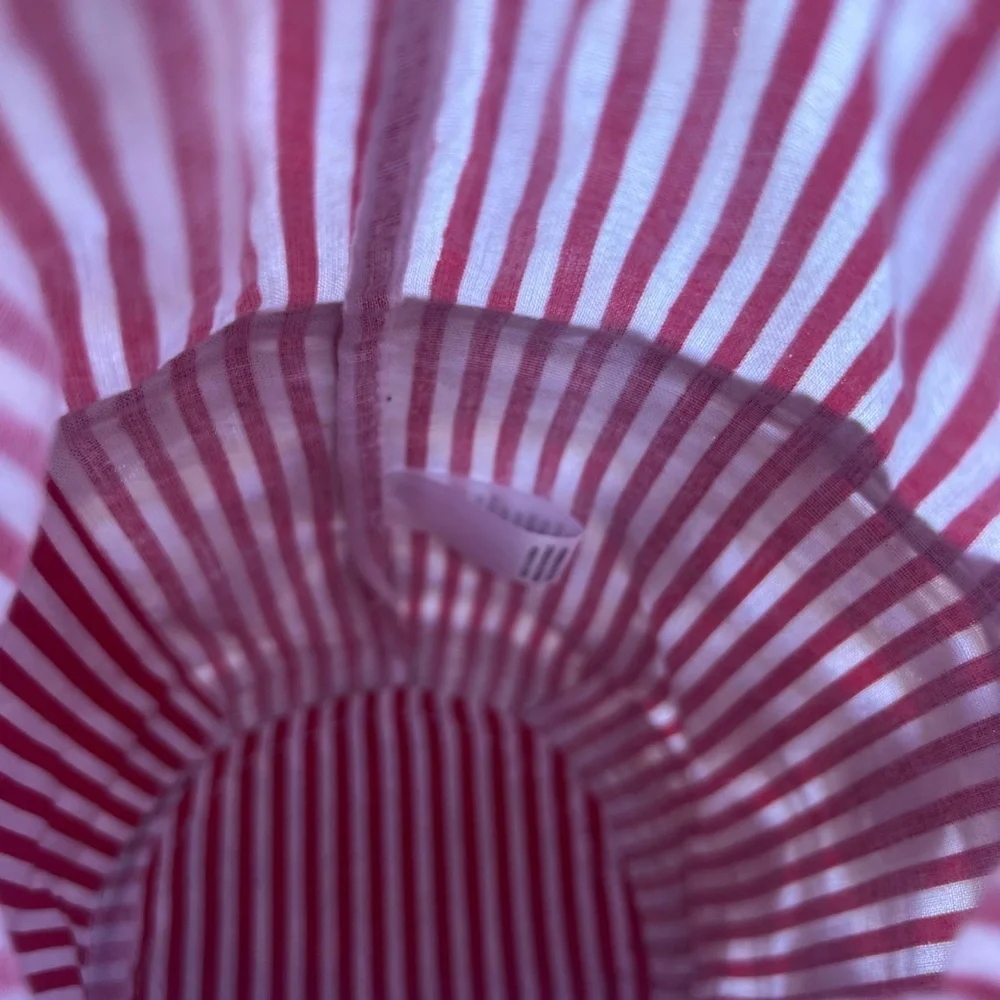 Anthropologie Woven Basket Mini Bag NWOT Rattan, Cotton lining Red/White cross - Picture 7 of 16